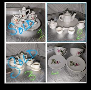 Assorted Vintage Miniature Tea Sets Rose, Porcelain Price, Noble & Ball, Lattice